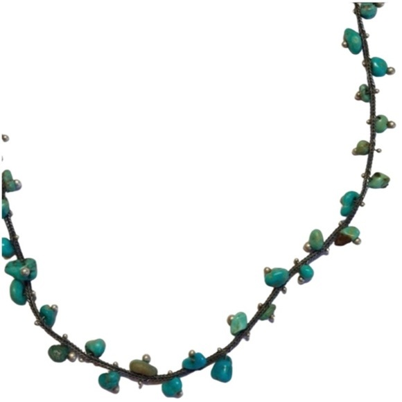 Twist Turquoise Sterling Silver Necklace - Picture 3 of 5